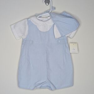 NWT Petit Ami Plaid Romper With Bonnet 6m